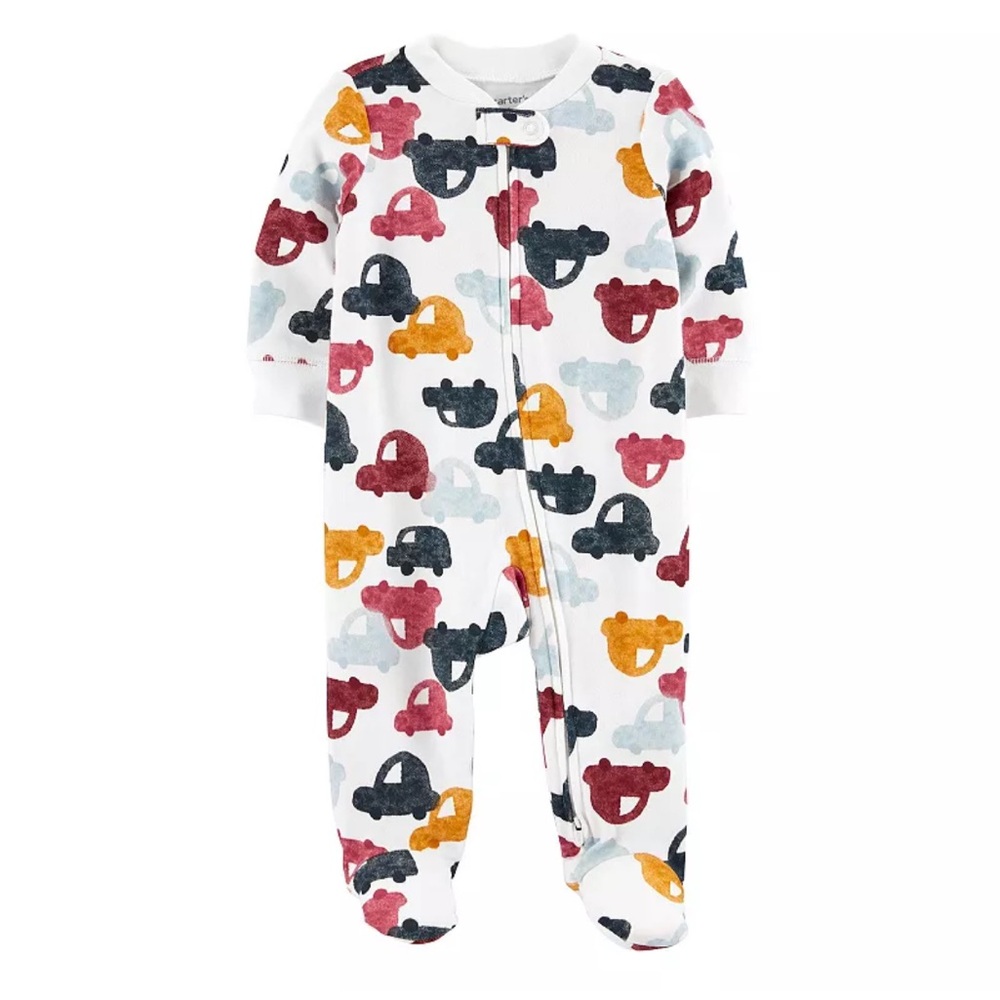 Car Print Zip Up Sleeper NWOT